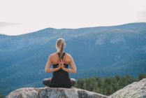 Meditation yoga postures in nature inner peace — Stock Photo