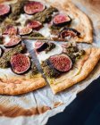 Homemade italian pizza with figs, cheese and basil — Stock Photo