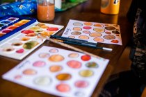 Watercolors on the table, Crafts — Stock Photo