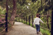 Маленький хлопчик гуляє в парку — стокове фото