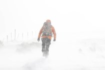 Homem com mochila na estrada, aventura extrema — Fotografia de Stock