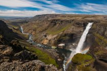 The tall waterfall Haifoss in West Iceland — Stock Photo