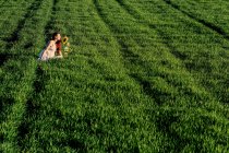 Giovane donna in posa in campo verde — Foto stock