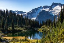 Beau paysage avec lac et montagnes — Photo de stock