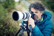 Photographer working on the French Pyrenees. — Stock Photo