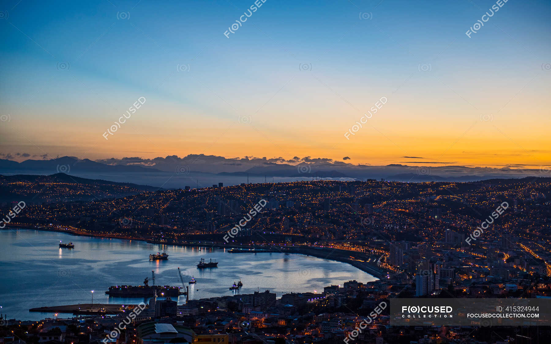 Elevated view of the harbour in Valparaiso, Chile — urban, photography ...