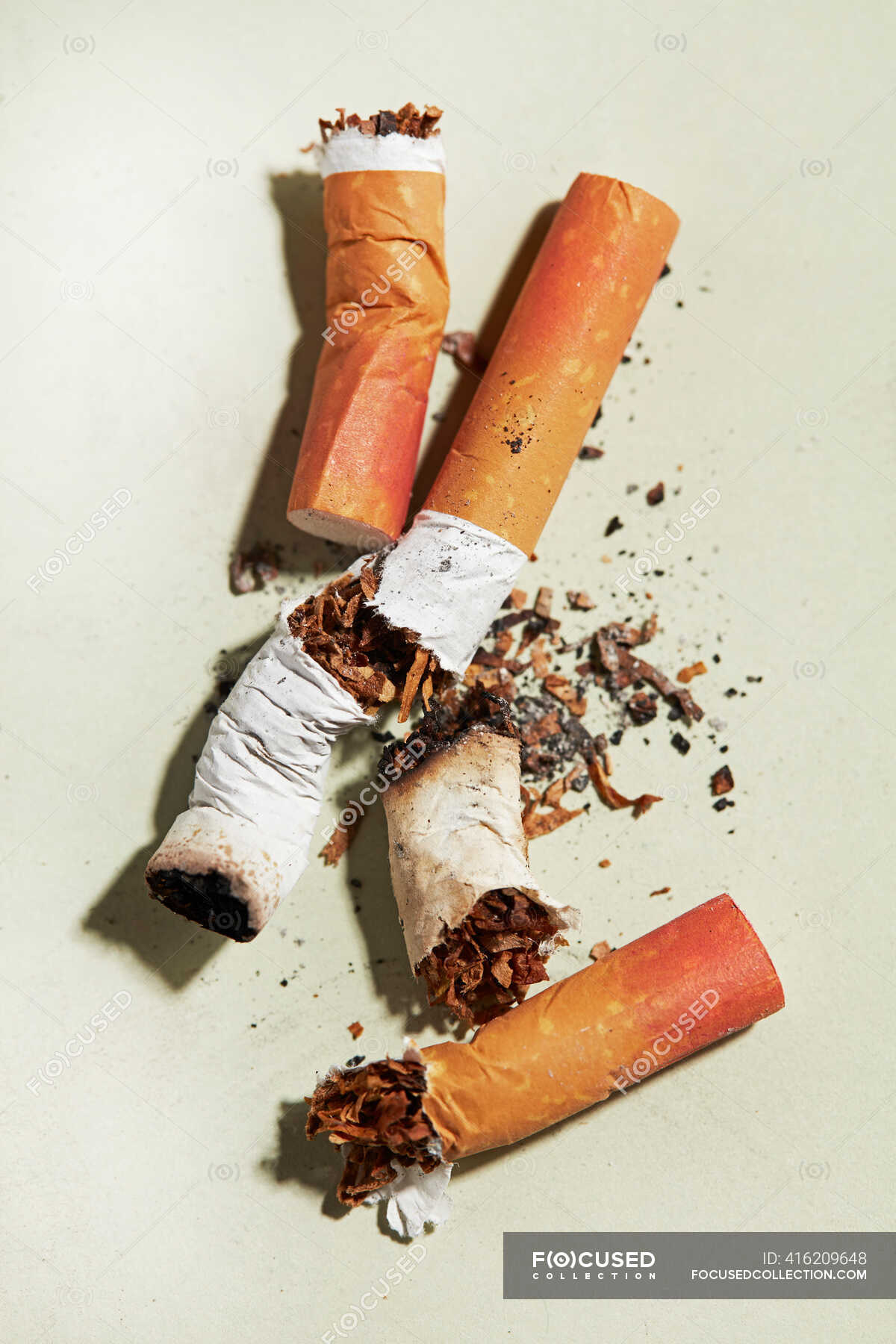 Crushed Smoked Cigarettes with Lipstick — food, addictive - Stock Photo ...