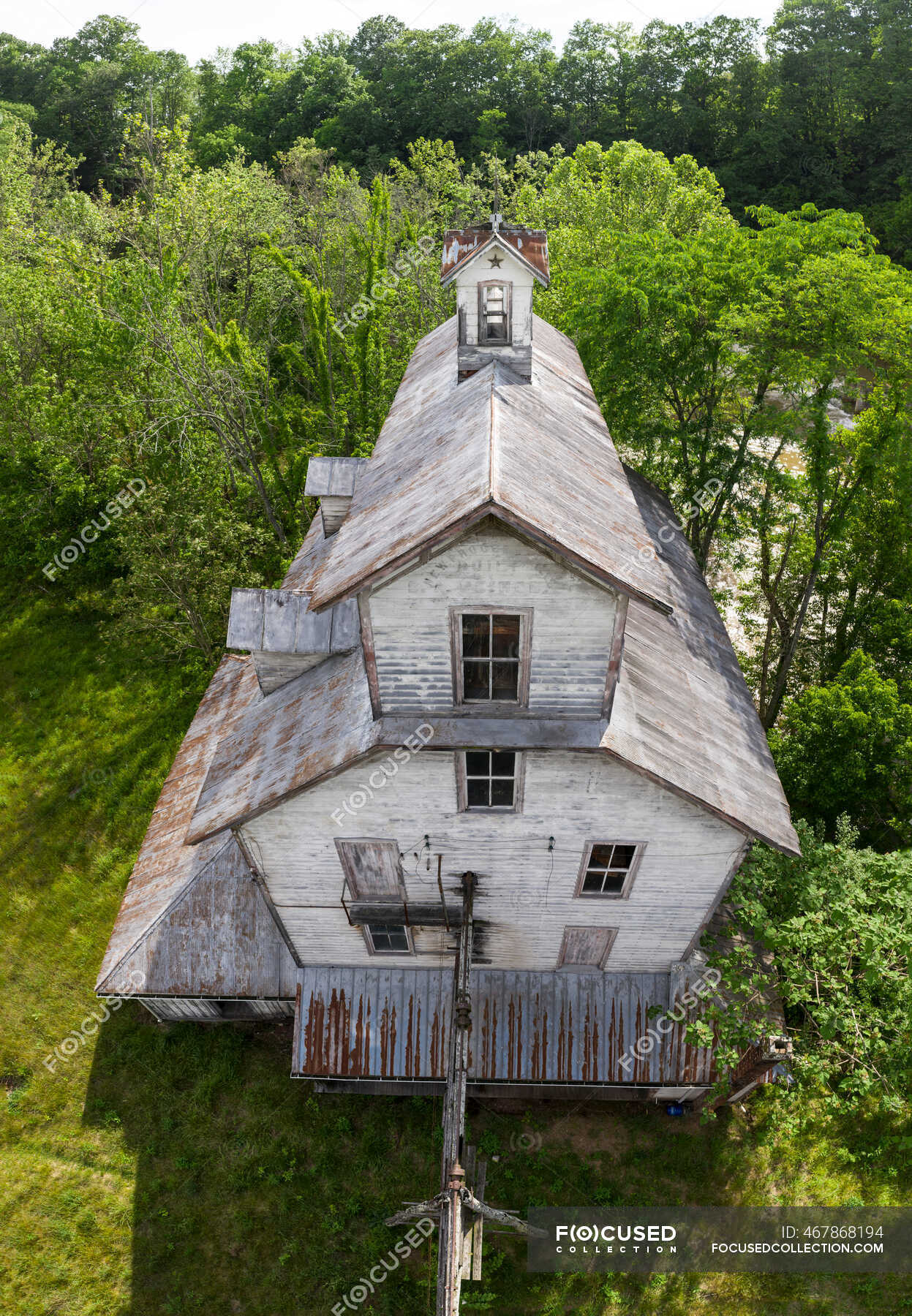 Historic Grahams Mill in Rural VA — Virginia, aerial Stock