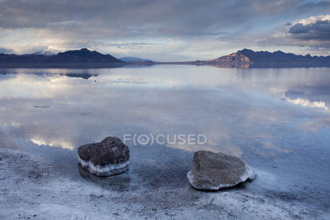 Scenic View Of Salt Flats Near Wendover Utah Are A Surreal Scenic View Of Salt Flats Near Wendover Utah Are A Surreal Landscape Stock Photo