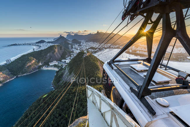 View from Po de Acar (Sugar Loaf Mountain) during sunset in Rio de Janeiro, Brazil — Stock Photo