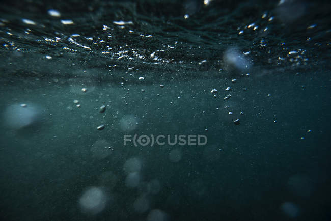 Burbujas de aire bajo el agua de mar - foto de stock