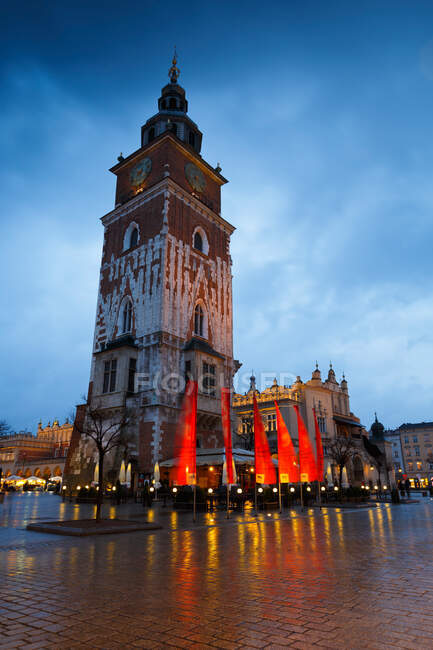 The Town Hall Tower in the main square of Krakow, Poland — Stock Photo