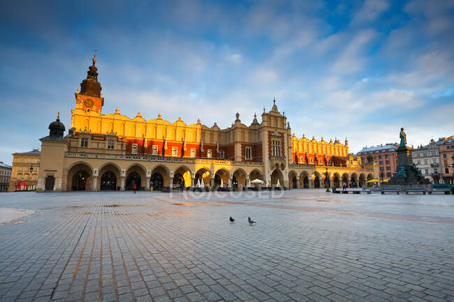 The Cloth Hall en la plaza principal de Cracovia, Polonia - foto de stock