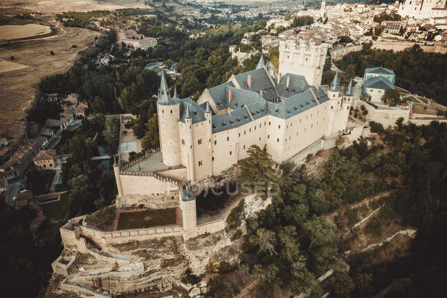 Alcazar di Segovia e Cattedrale da vista aerea — Foto stock