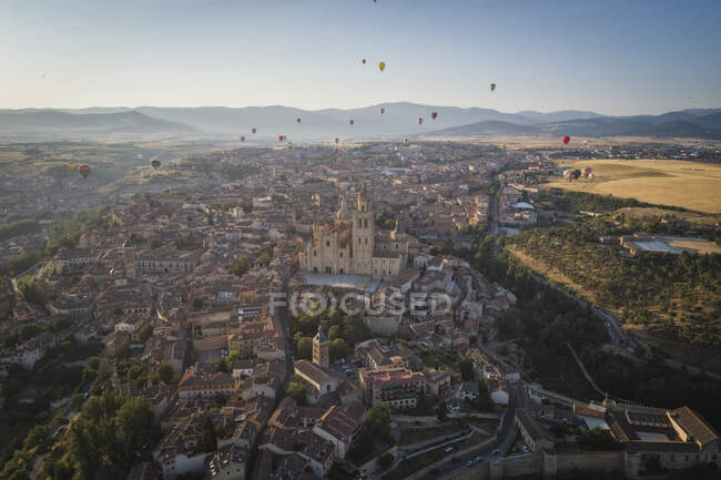 Segovia em festival de balão de vista aérea — Fotografia de Stock