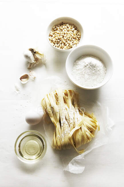 Ingredienti per la produzione di pasta fresca Natura morta — Foto stock