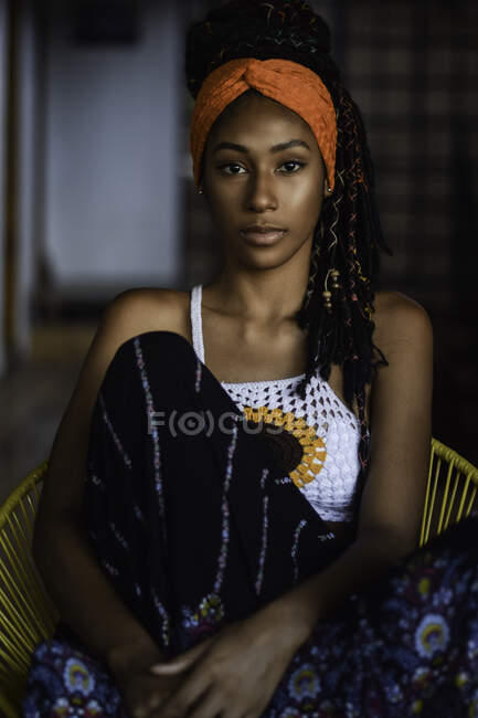 Young beautiful woman posing indoors — Stock Photo