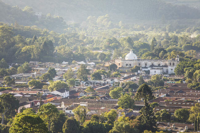 Vista de alto ângulo de Antígua, Guatemala. — Fotografia de Stock