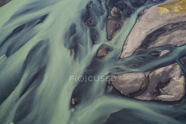 Vista aérea dos rios trançados no sul da Islândia — Fotografia de Stock