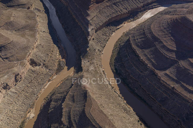 Aerial view of The Goosenecks in the San Juan River — Stock Photo