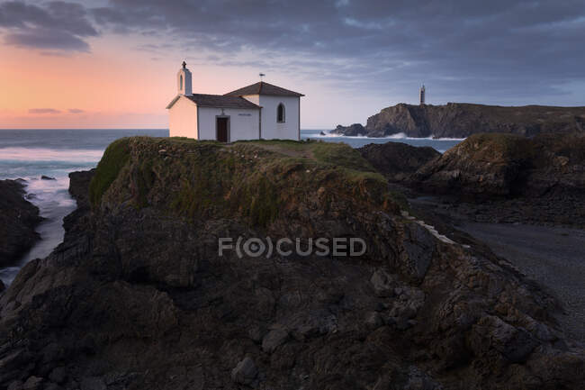 Beautiful view of the sea and church  on nature background — Stock Photo