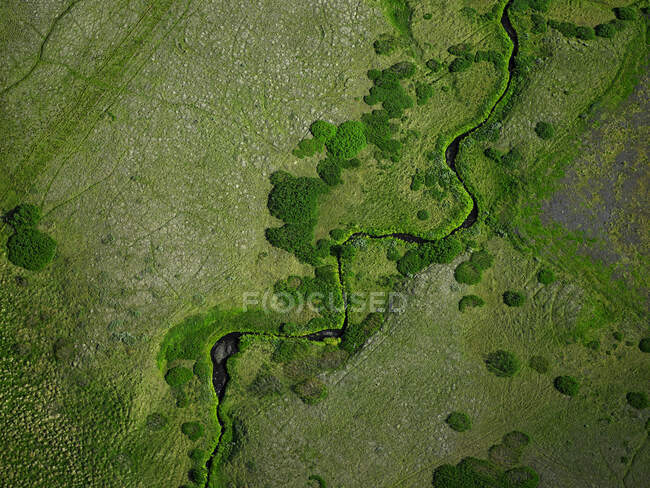 Aerial picture of a small river ion Iceland — Stock Photo