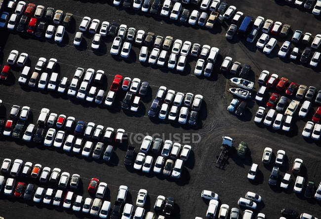Aerial image of cars parked at the port of Reykjavik — Stock Photo