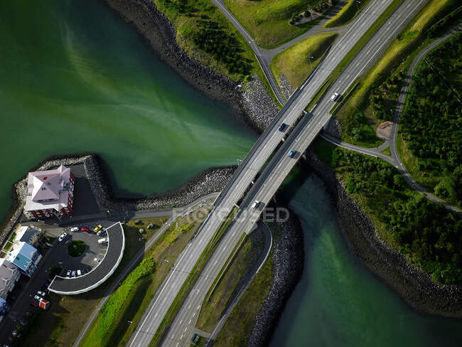 High Angle View, moderne Autobahn, Island — Stockfoto