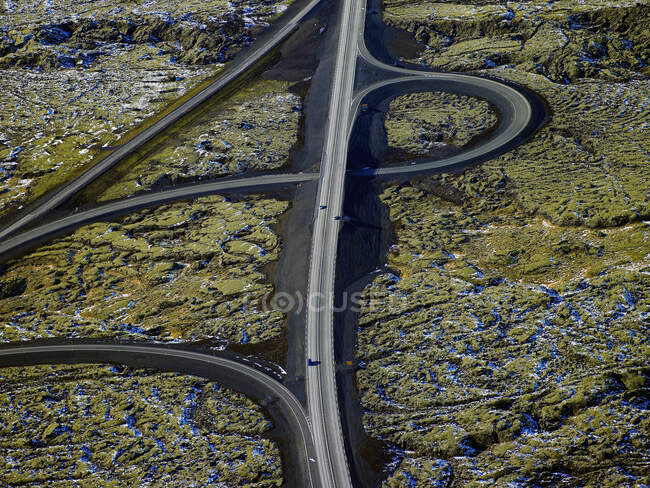 Car on the high way in countryside, iceland — Stock Photo