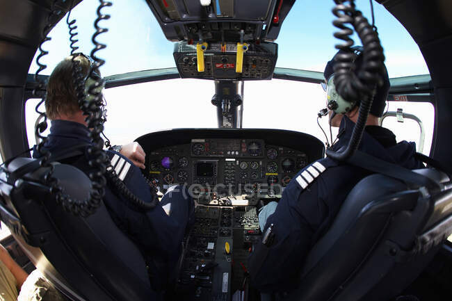 Wide angle view of helicopter cockpit — Stock Photo