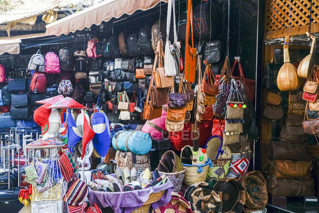 Souvenir leather handmade goods in Medina — Stock Photo