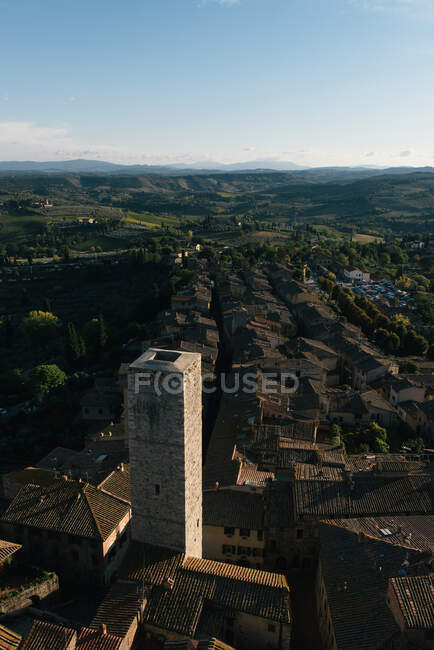 A view of San Gimignano from one of its historic towers — Stock Photo