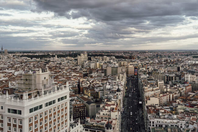Cityscape in Madrid Spain, Gran Va — Stock Photo