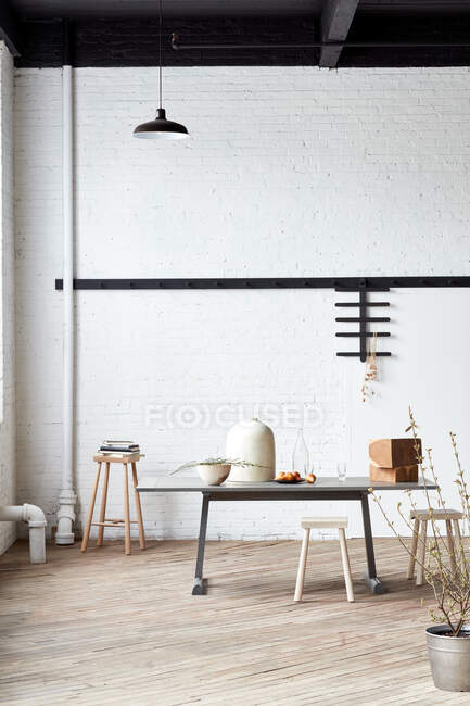 Interno del loft moderno, rendering 3d — Foto stock