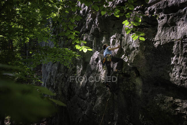 Spring Rock climbing in Slovenia — Stock Photo