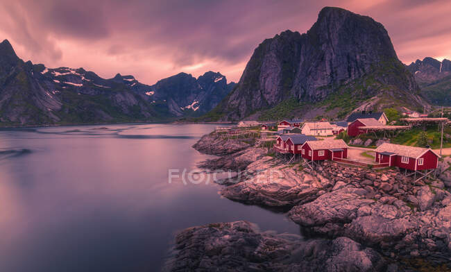 View of Hamnoy during midnight sunset — Stock Photo