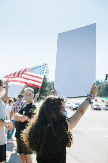 Peaceful Demonstrations in Rural Grass Valley, California Protest — Stock Photo