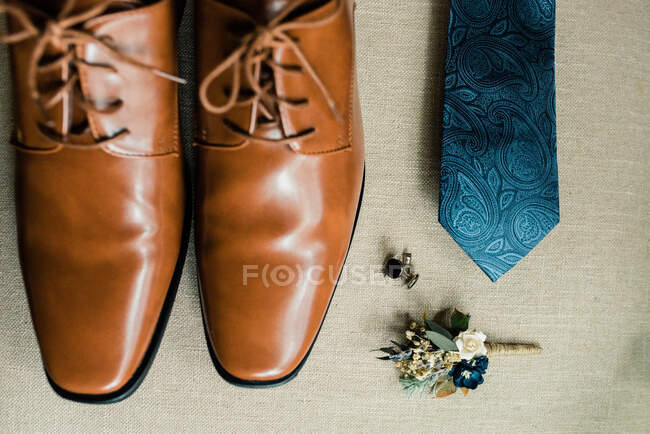 Wedding details of the groom — Stock Photo