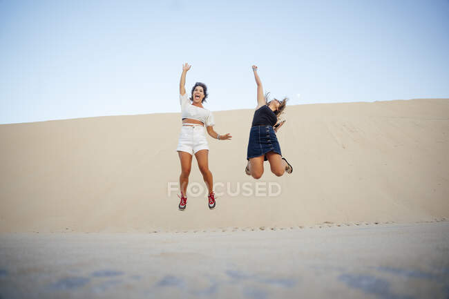Jovens mulheres com telefones celulares estão animadas e felizes — Fotografia de Stock