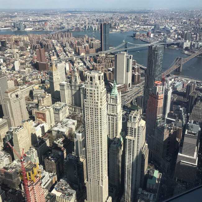 Vista aérea de Manhattan, ciudad de Nueva York, EE.UU. - foto de stock