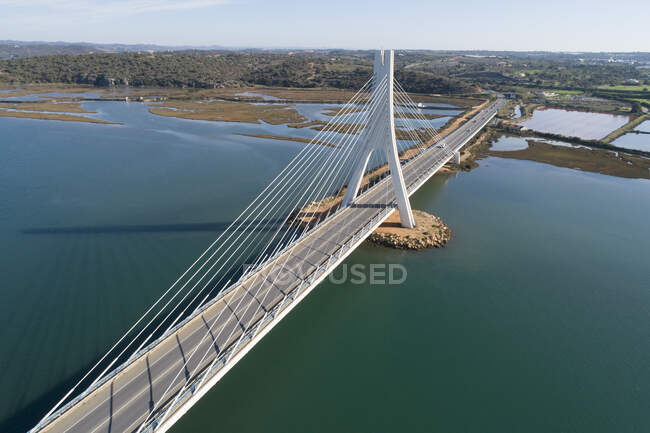 Aerial view of the bridge over the river. — Stock Photo