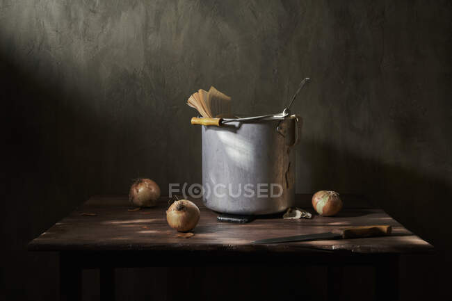 Soup from books. Conceptual still life — Stock Photo