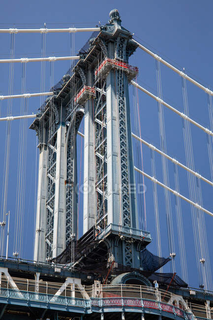 Detail der Manhattan Bridge in der Sonne — Stockfoto