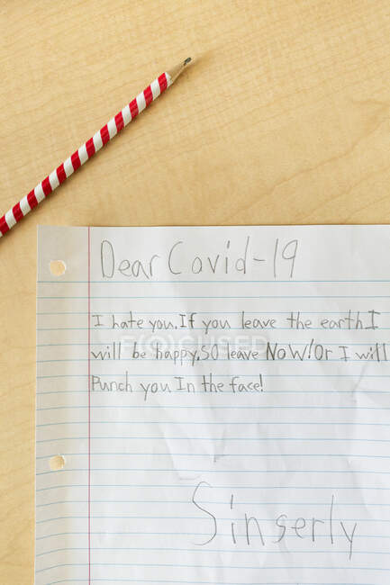 Handwritten letter to Covid-19 — Stock Photo