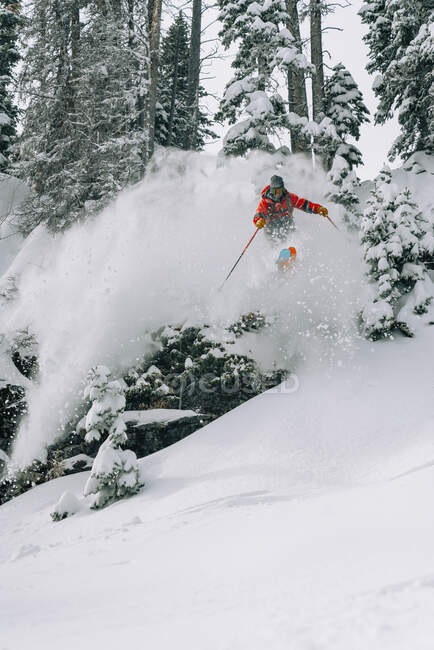 Skieur en poudre à Wolf Creek — Photo de stock