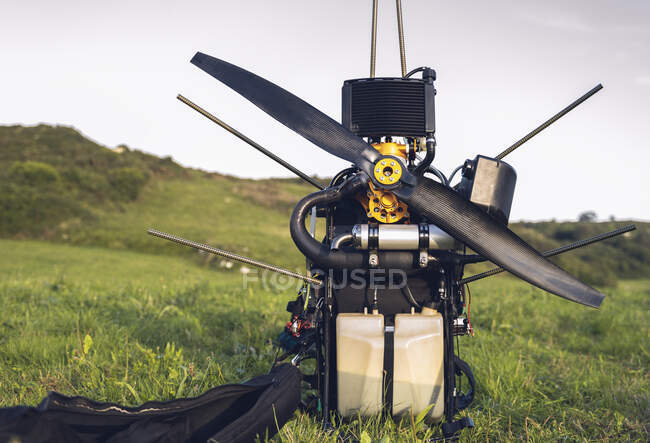 Engine Paramotor for powered paragliding. — Stock Photo