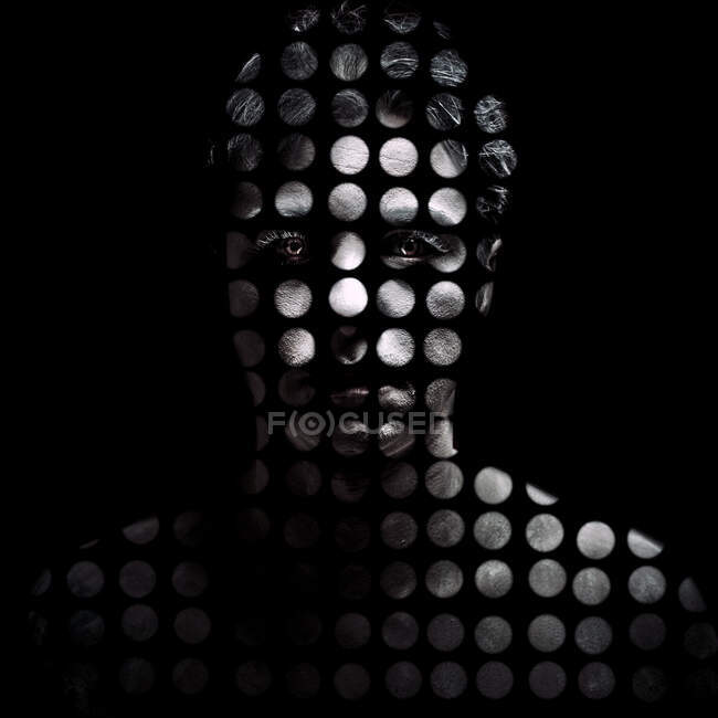 Resumo Retrato de um homem feito por pontos brancos — Fotografia de Stock
