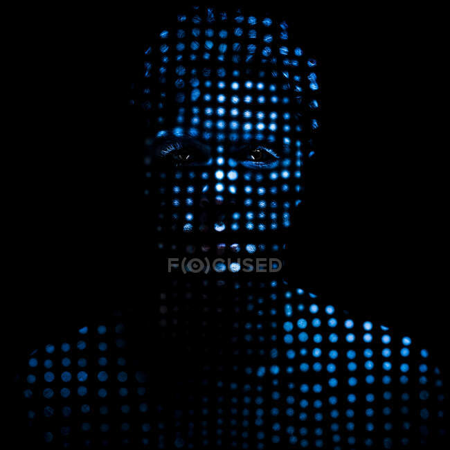 Ritratto di un uomo fatto di puntini blu — Foto stock