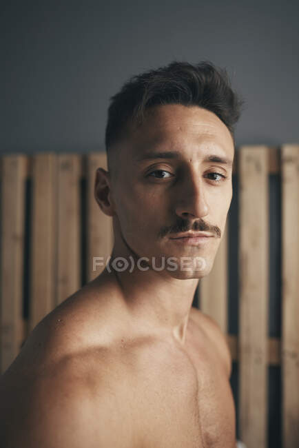 Portrait of a young boy with a moustache — Stock Photo