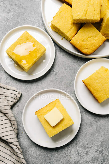 Close-up view of delicious baked corn bread — Stock Photo